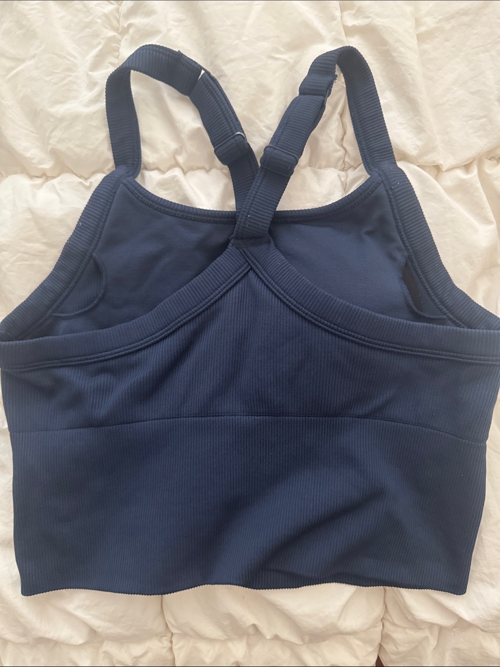 ALO Yoga Navy Ribbed Racerback Sports Bra - Picture 2 of 2